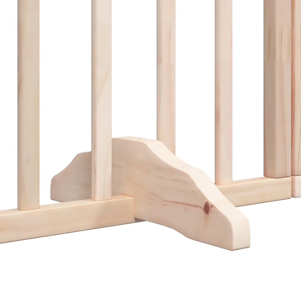 Cancelletto per cani con porta pieghevole 6 pannelli 300 cm in legno di pioppo 352175