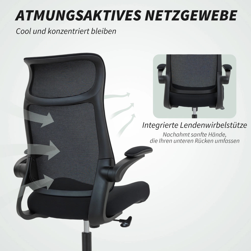 Sedia da Ufficio Ergonomica con Braccioli 3D ¨C Xylo ¨C Schienale in Rete Nero