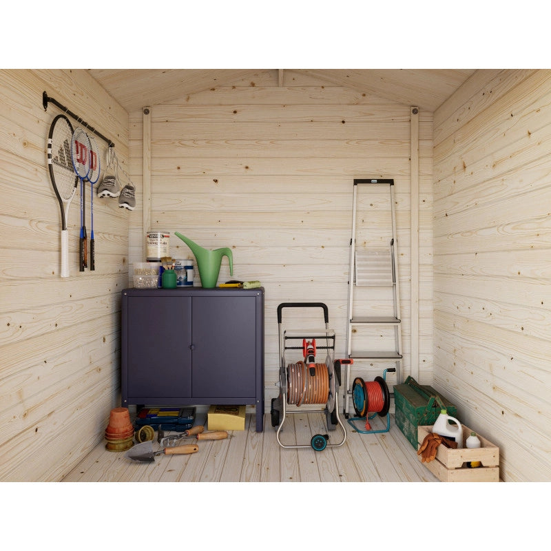 Casetta in legno da giardino 218x218 cm pareti 28 mm con pavimento incluso e porta con vetro, deposito attrezzi esterno - Esterni da Vivere