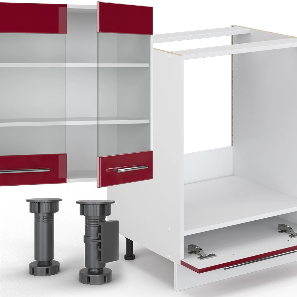 Cucina componibile Fame-Line Bordeaux lucido/Bianco 300 cm, PL Antracite Vicco