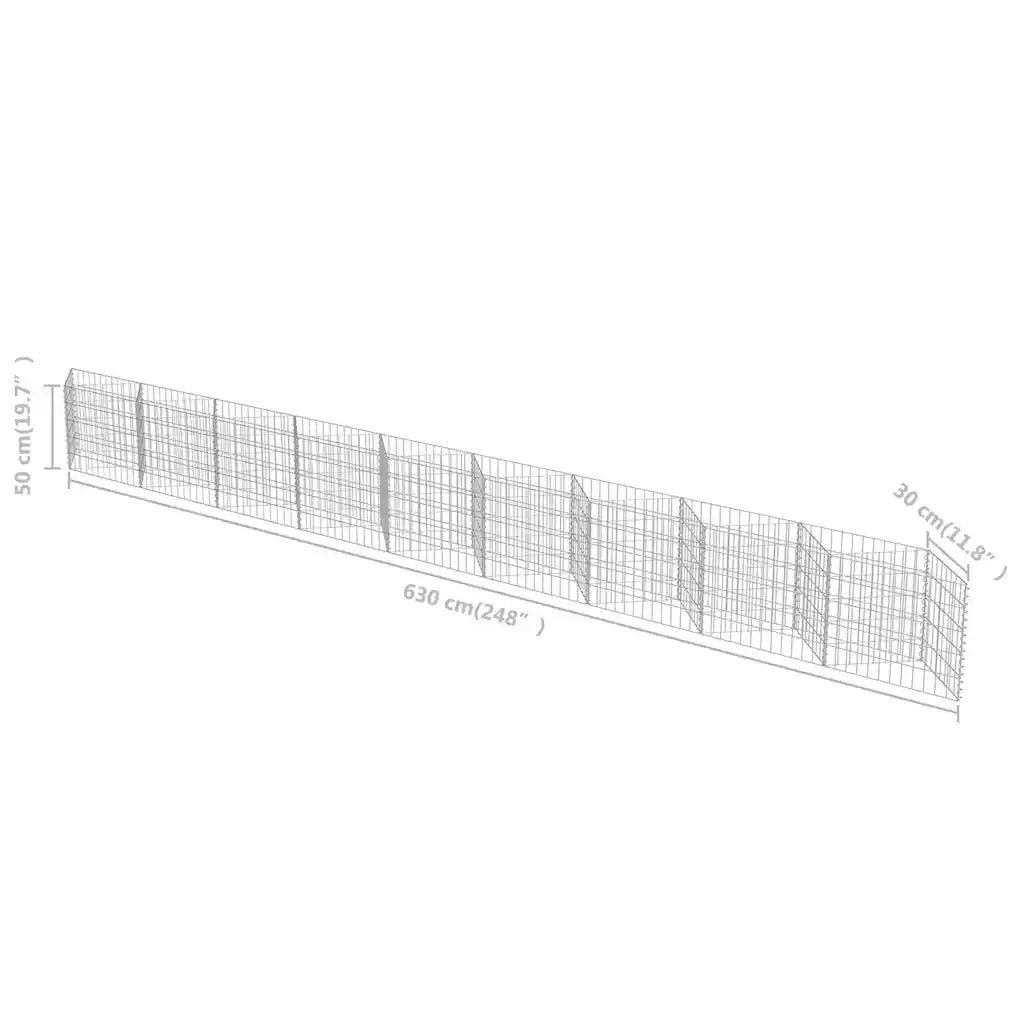 Gabbione in Acciaio Zincato 630x30x50 cm 143574