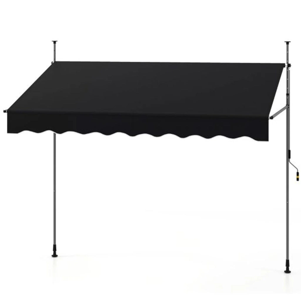 Tenda da sole retrattile manuale 250 x 135 x 300 cm parasole regolabile in altezza per balcone o giardino poliestere nero 20_0010457