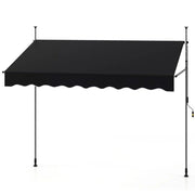 Tenda da sole retrattile manuale 250 x 135 x 300 cm parasole regolabile in altezza per balcone o giardino poliestere nero 20_0010457