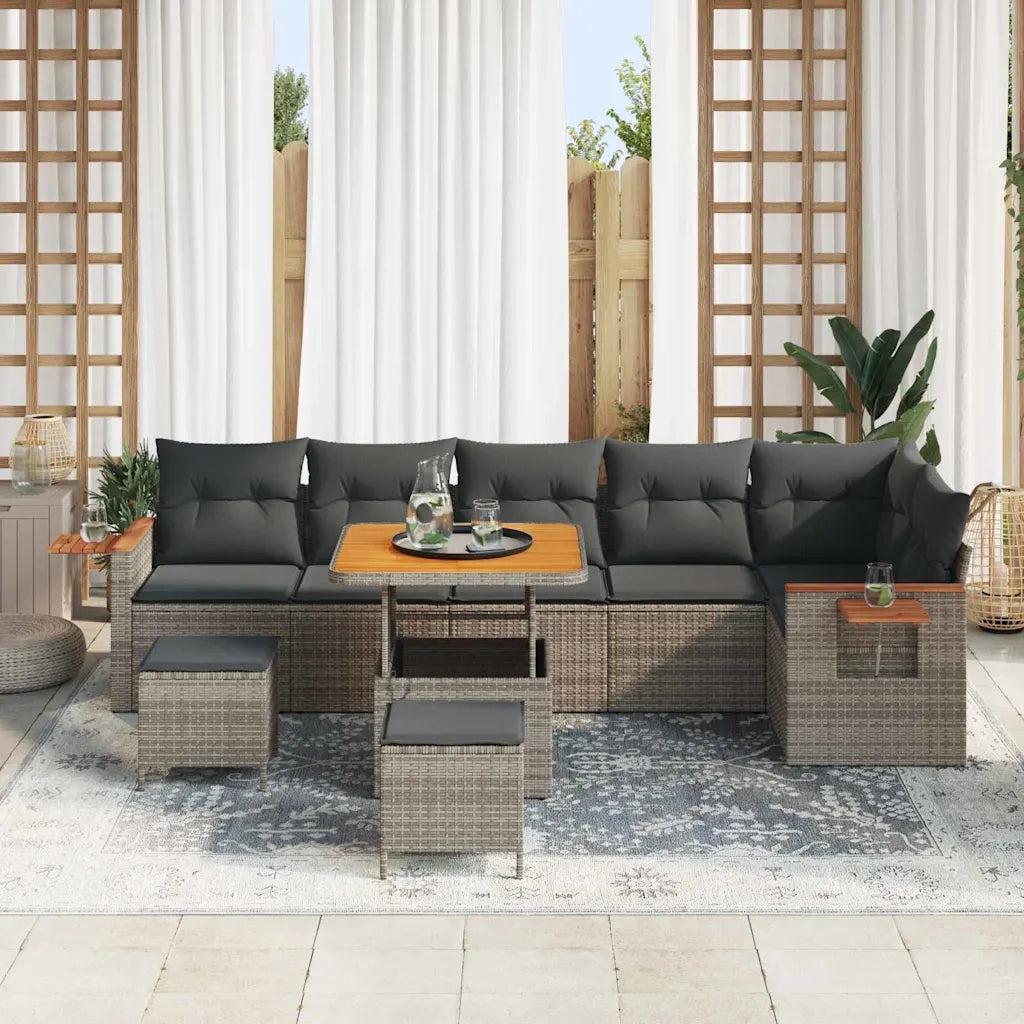 Set Divano da Giardino con cuscino 11 pcs Grigio polyrattan 3365143