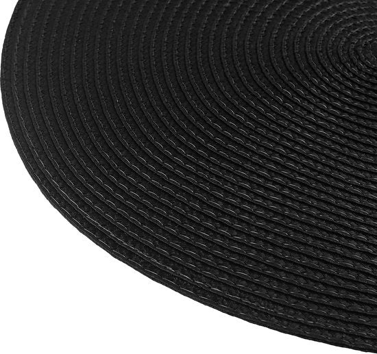Set di piatti da tavola in plastica da 12 - Piatti da tavola rotondi 38 cm - Resistente al calore - Lavabile - Piatto in plastica - Colore elegante nero - Sottopiede per tavolo
