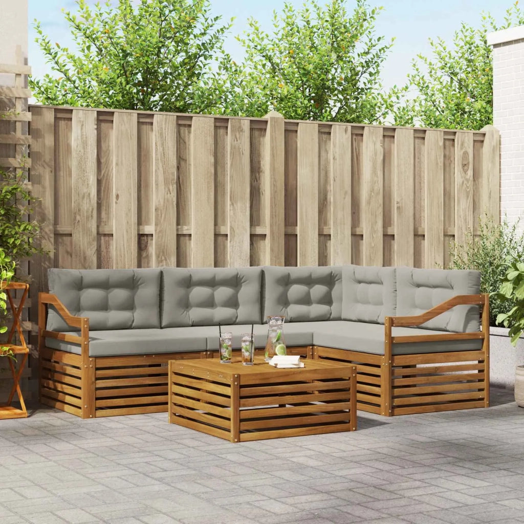 Set di divani da esterno 5 pcs Grigio Naturale e Chiaro 3373436