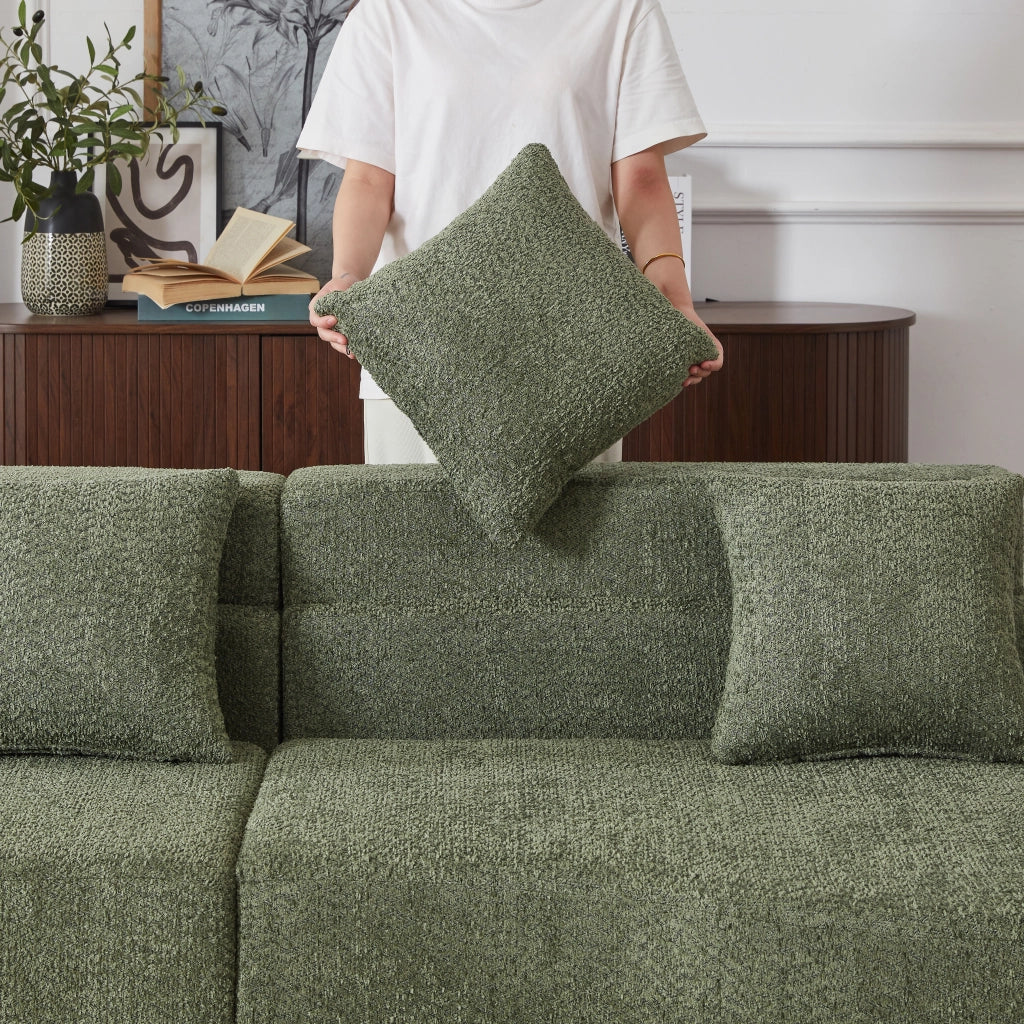 Divano Modulare 310 cm Sfoderabile ¨C Xylo ¨C Tessuto Teddyfleece, Memory Foam, Moderno