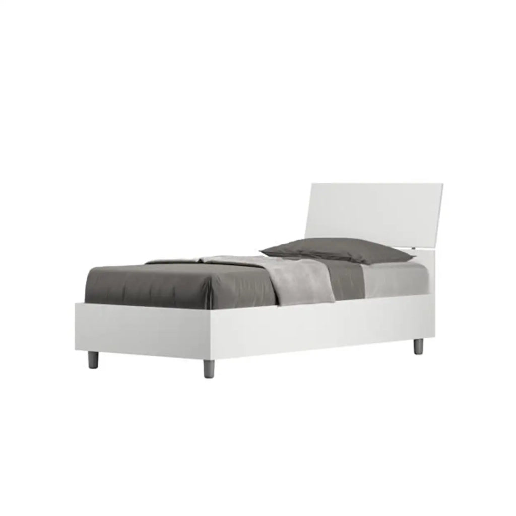 Letto singolo con rete 80x200 testata inclinata bianco frassino Demas