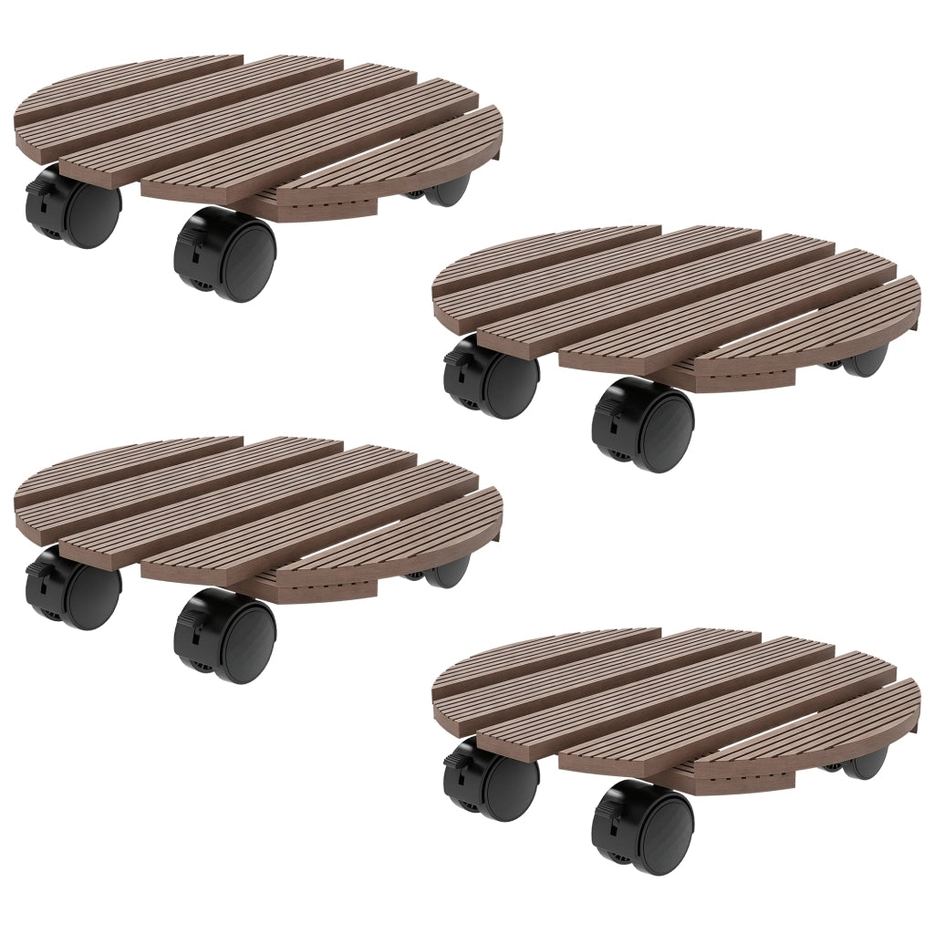 Set 4 Supporti Rotondi ?30 cm per Piante con Ruote ¨C Xylo ¨C Interno ed Esterno