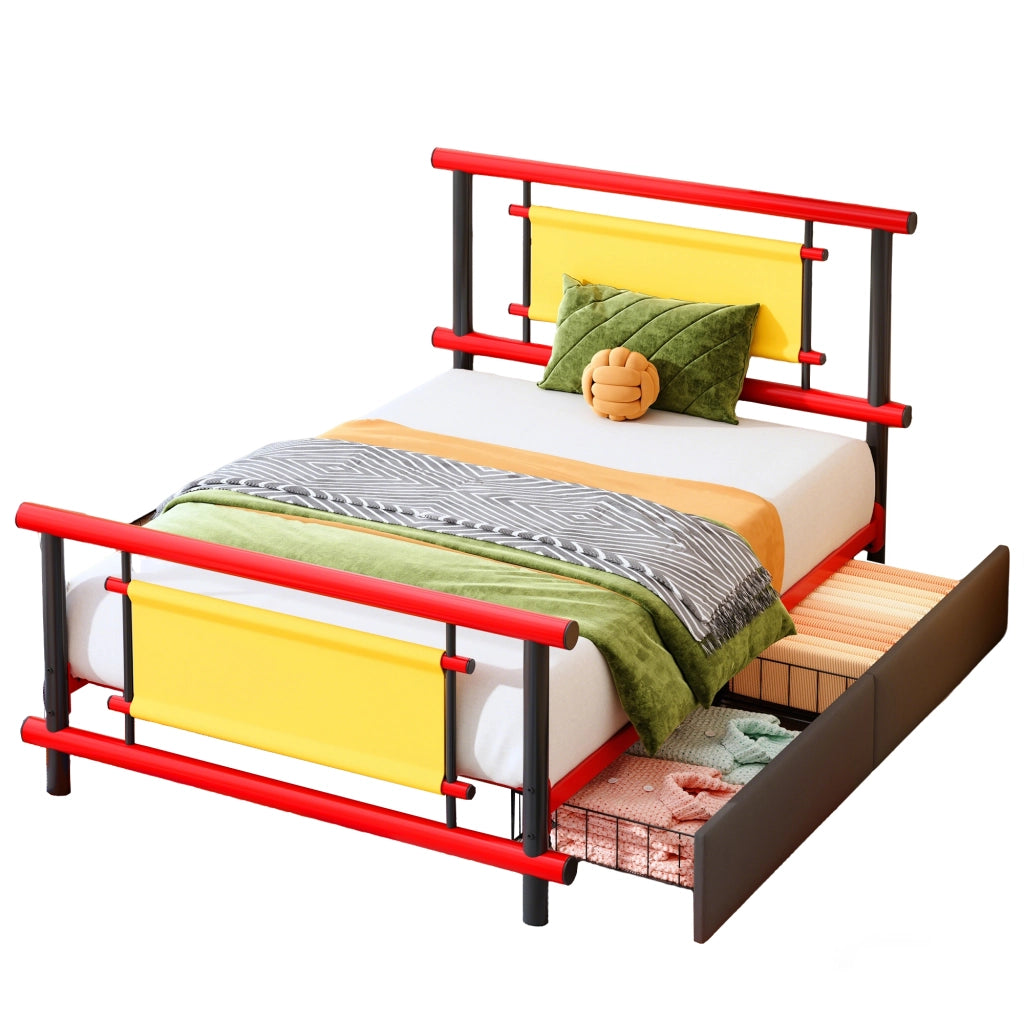 Letto Singolo per Bambini con Cassetti ¨C MINIMAL ¨C Metallo 90x200