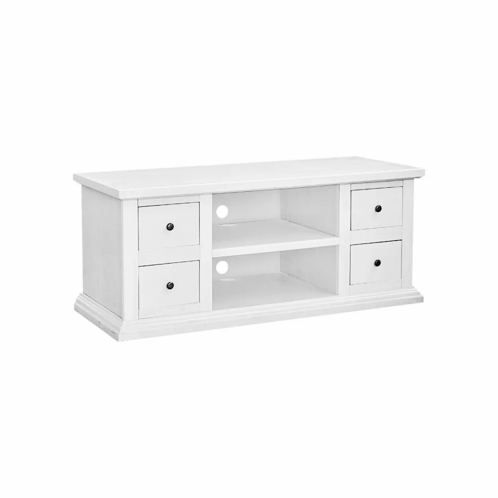Porta tv 4 cassetti 2 vani a giorno shabby bianco 120x50x53 - Mobili 2G