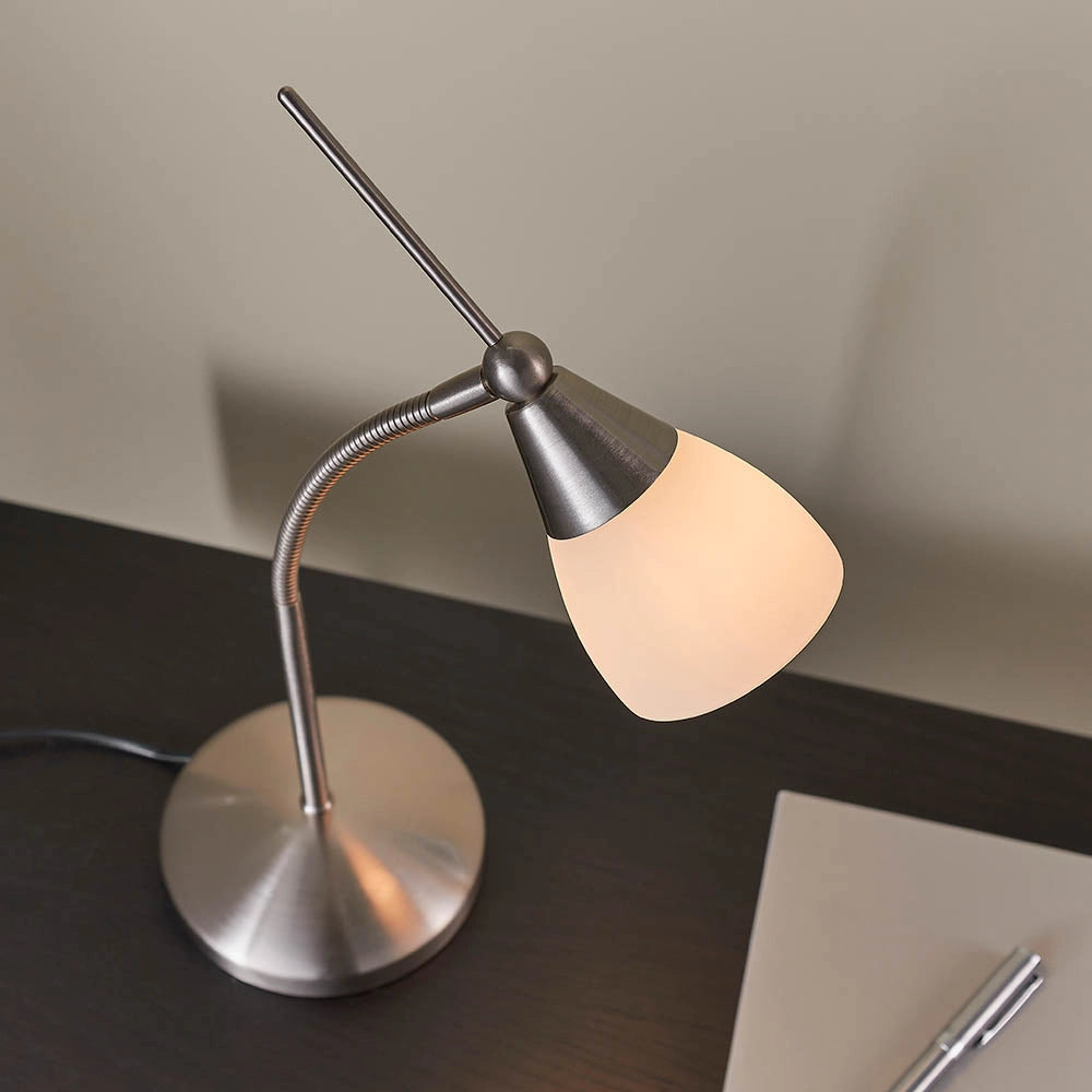 Lampada da scrivania industriale touch cromo satinato Endon