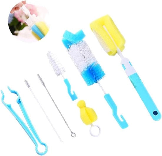 Set di spazzole per pulire fessure, canne e bottiglie - 7 pezzi