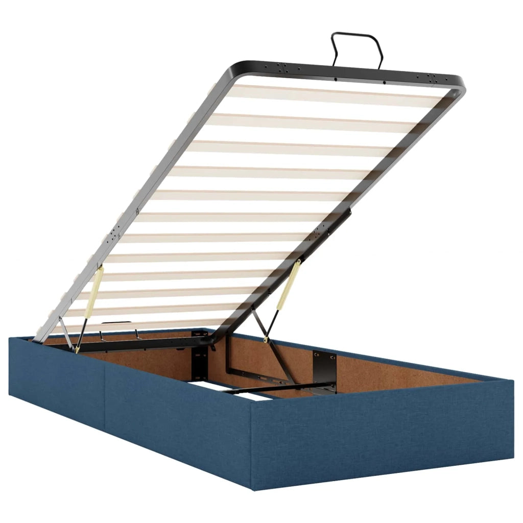 Letto Ottomano con Materasso e LED Blu 90 x 200 cm Tessuto 3456883