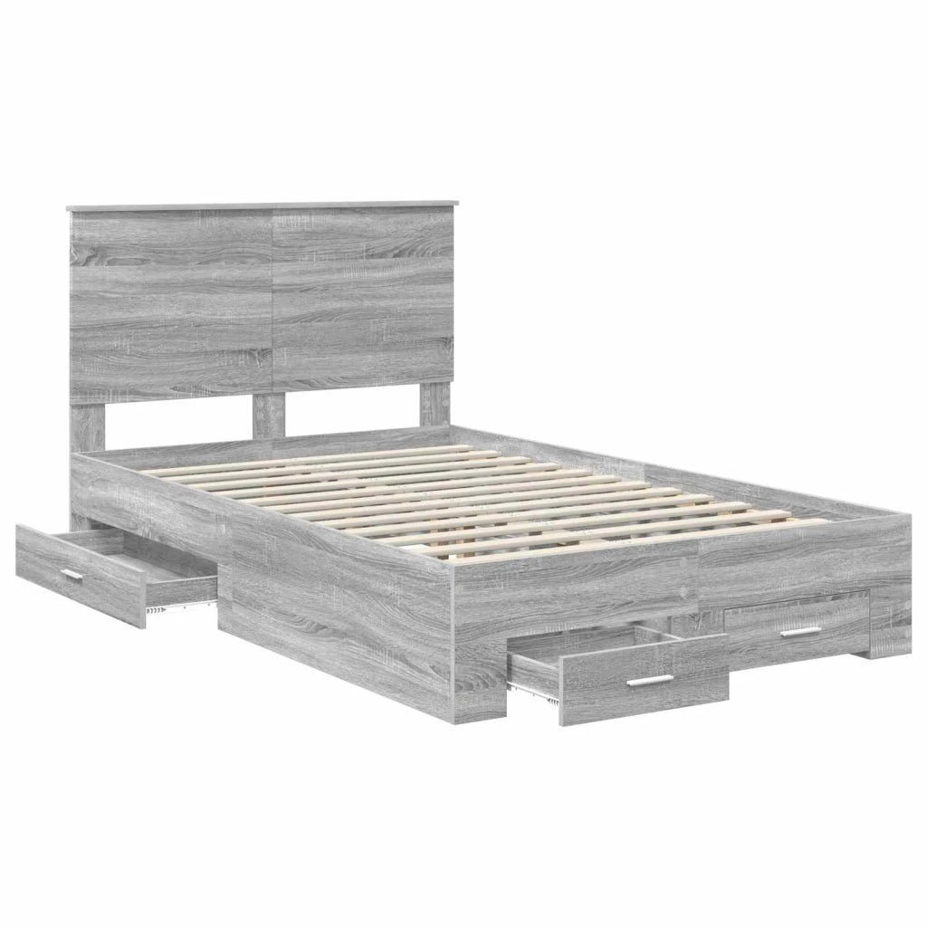 Struttura del letto con testiera Grigio Sonoma 135 x 190 cm 3409663
