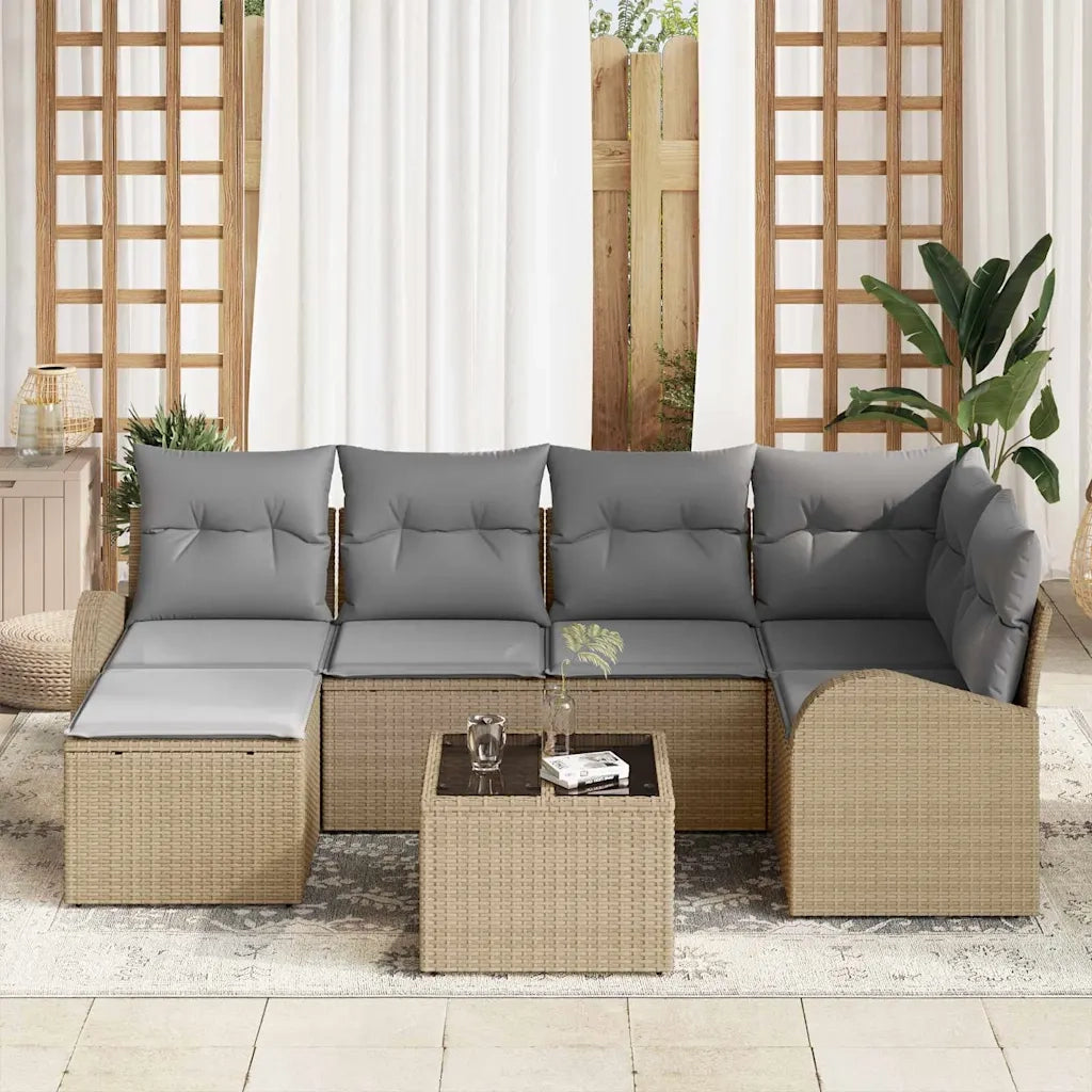 Set Divano da Giardino 7 pcs Beige polyrattan 3346120