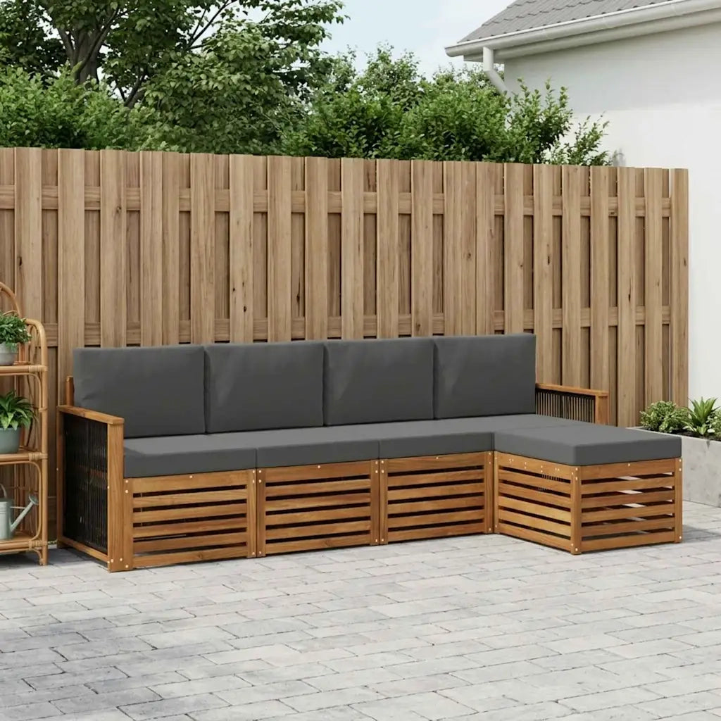 Set di divani da esterno con cuscino 5 pcs Naturale e Antracite 3384233