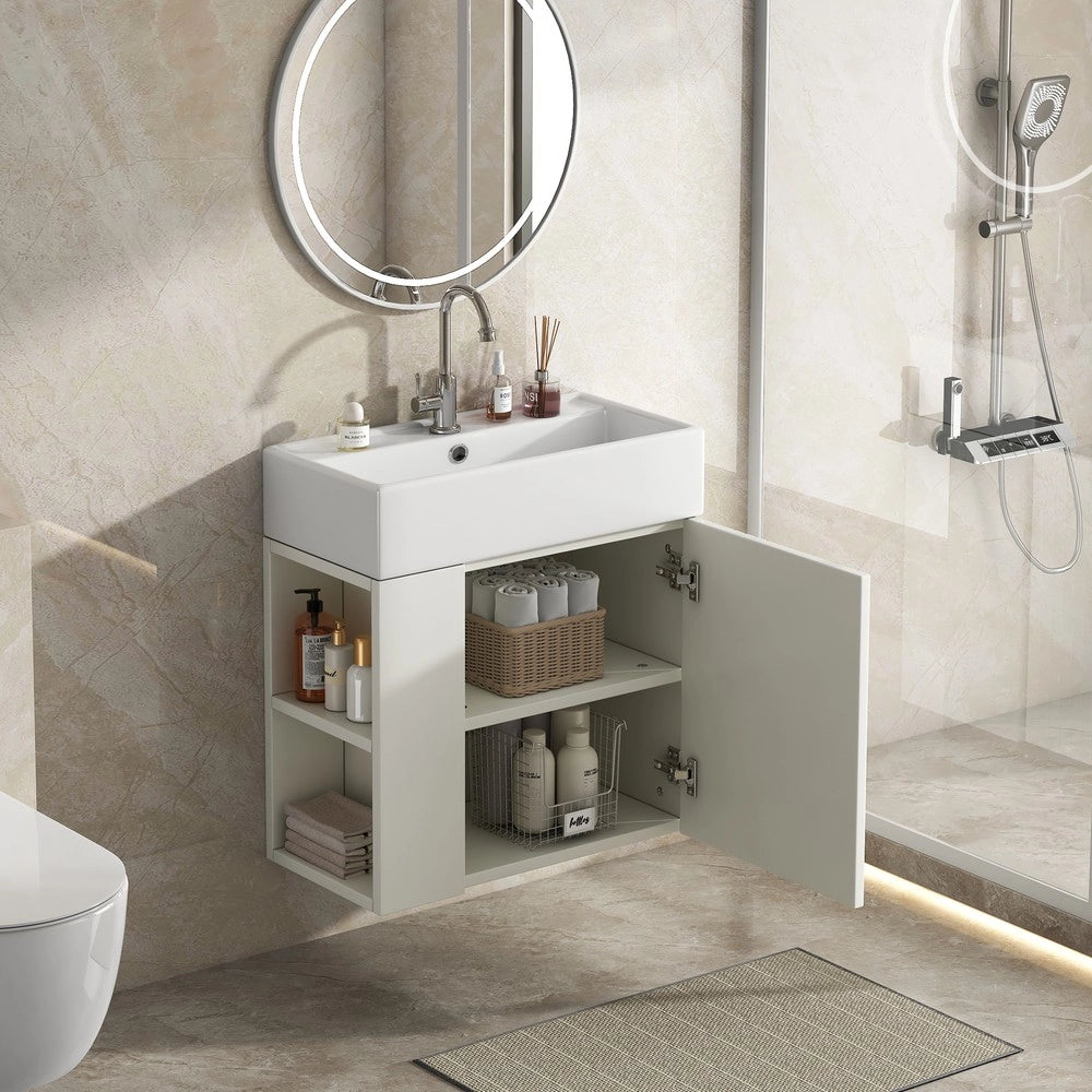 Mobile Bagno con Lavabo e Sottolavabo Pensile 55 cm ¨C Xylo ¨C Bianco