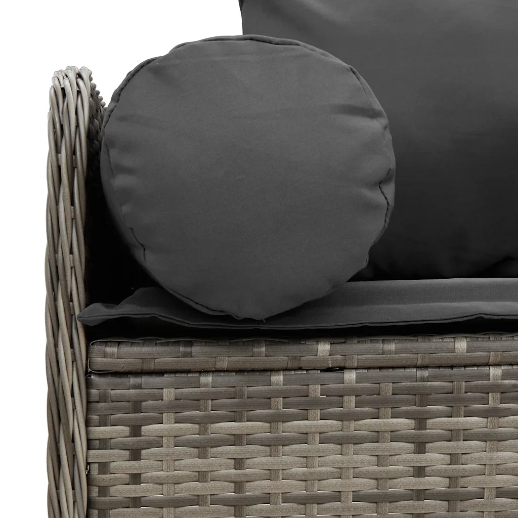 Divano da Giardino con Cuscini 3 Posti Grigio in Polyrattan 4104174