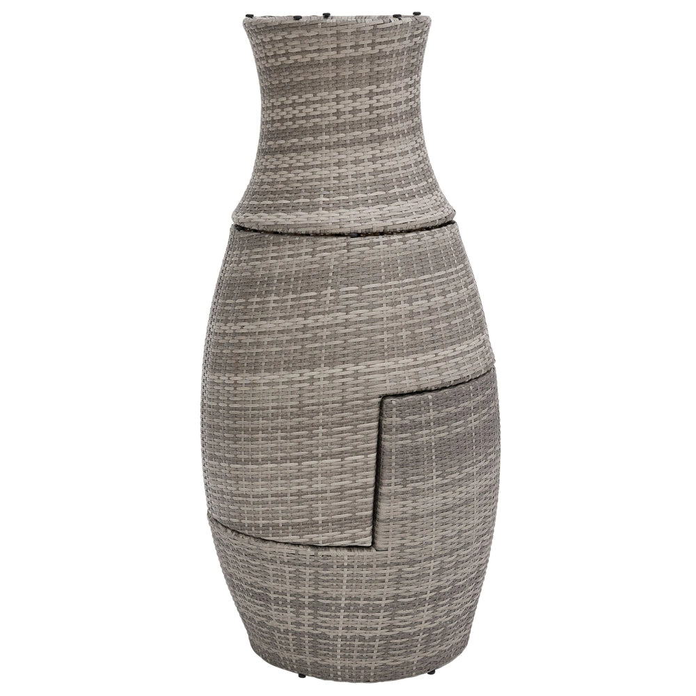 Set da bistrot da giardino in 3 pezzi grigio finto rattan con cuscini impilabili per esterno moderno
