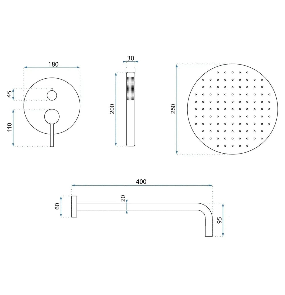 Set Doccia Da Incasso Rea Argon Gold + Box