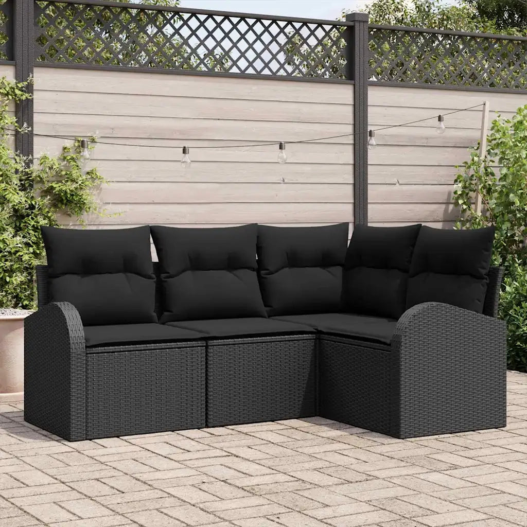 Set Divano da Giardino 4 pcs Nero polyrattan 3346023