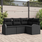 Set Divano da Giardino 4 pcs Nero polyrattan 3346023