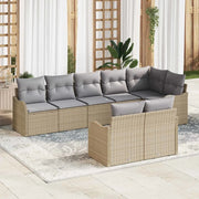 Set Divano da Giardino 8 pcs Beige e Grigio Chiaro polyrattan