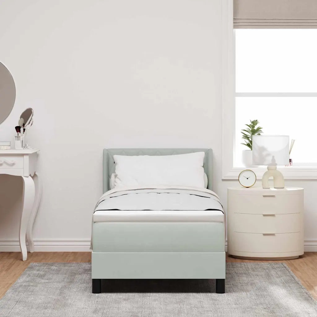 Letto a molle con testiera Grigio chiaro 200 x 80 cm Velluto 3341384