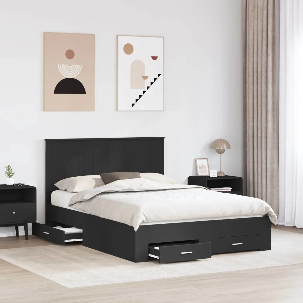Letto matrimoniale | Letto per adulti | Struttura del letto Nero 135 x 190 cm Legno multistrato