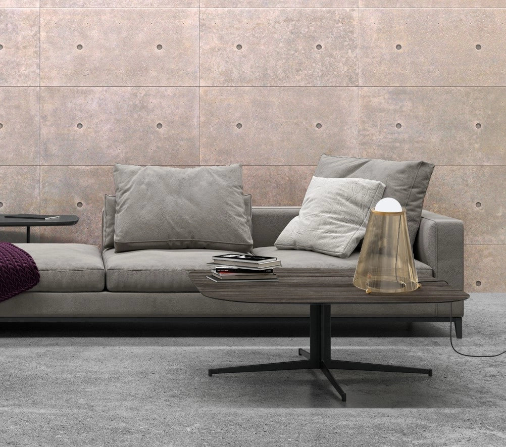 HI!-BR Lampada da tavolo in vetro color bronzo struttura ottone spazzolato Attacco GX53