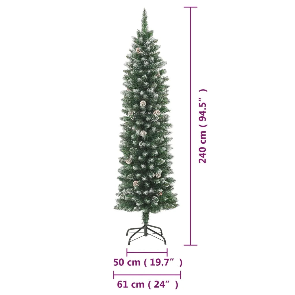 Albero di Natale Artificiale Sottile con Base 240 cm PVC 345168