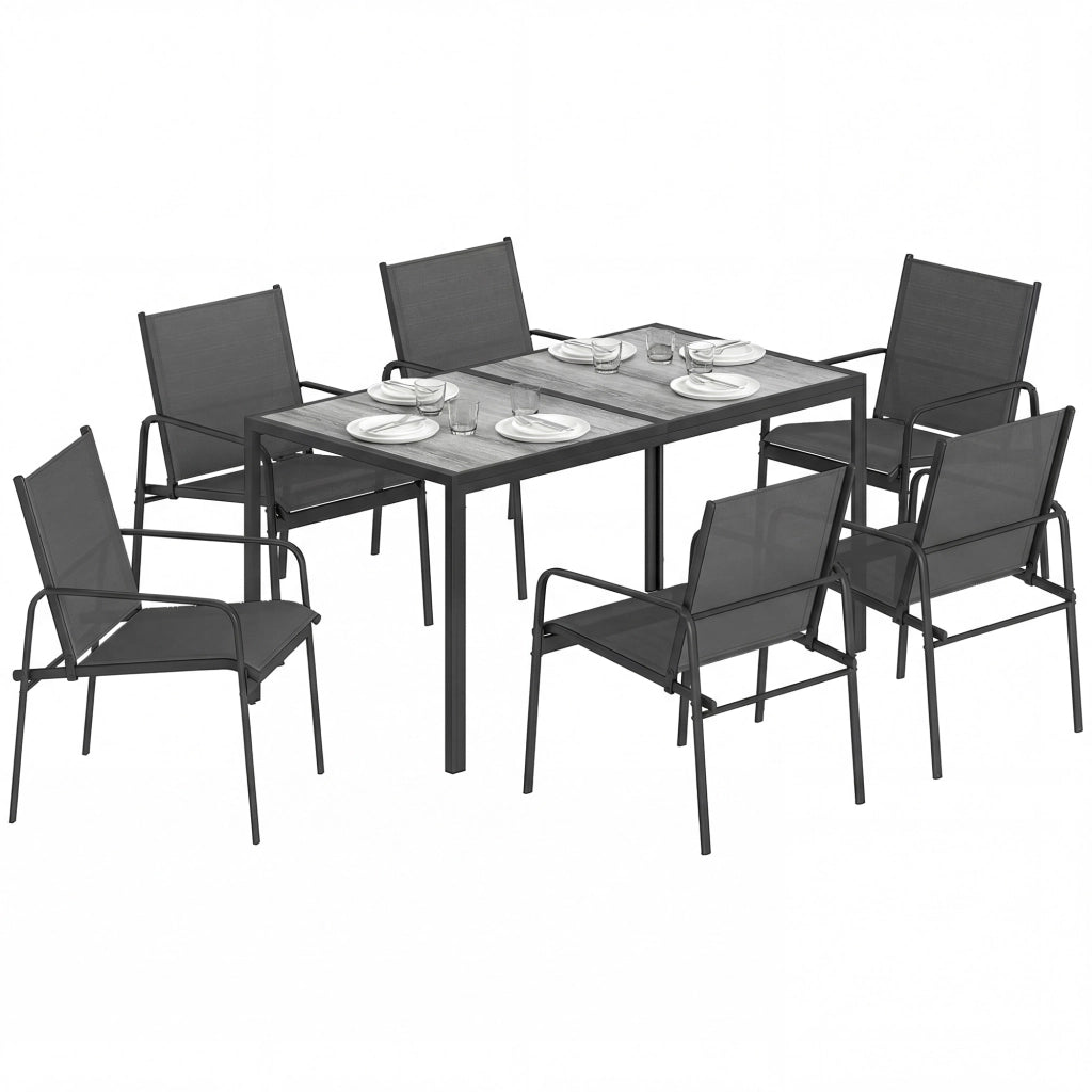 Set Tavolo e Sedie da Giardino ¨C Minimal ¨C Nero 6 Pezzi