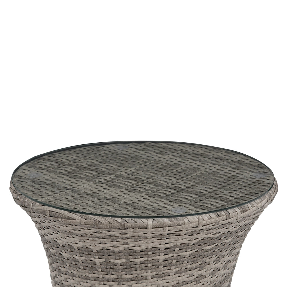 Set da bistrot da giardino in 3 pezzi grigio finto rattan con cuscini impilabili per esterno moderno