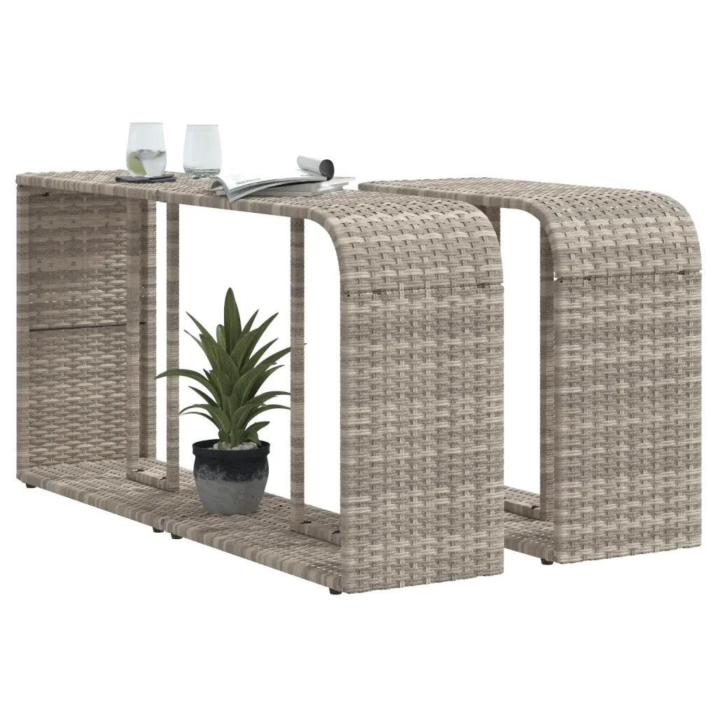Scaffali Portaoggetti 2 pz Grigio Chiaro in Polyrattan 366188