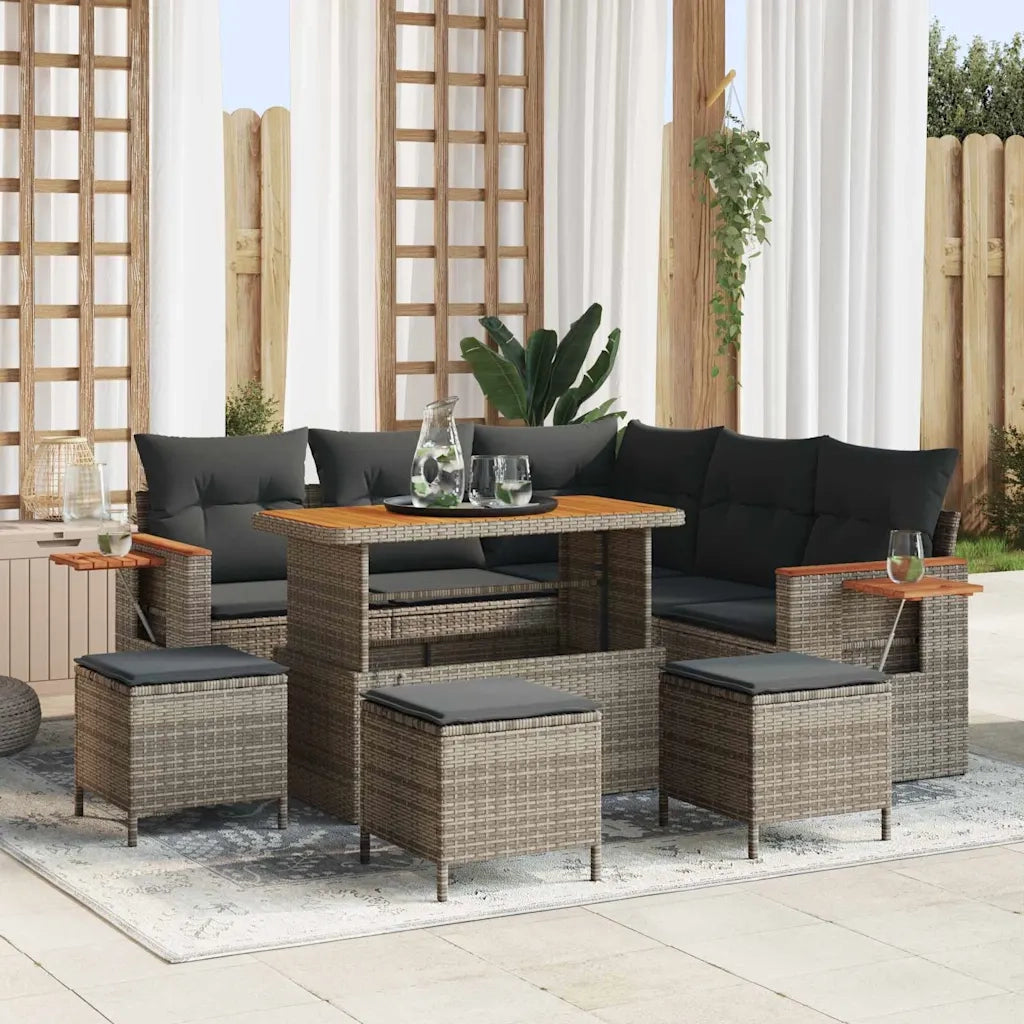 Set Divano da Giardino con cuscino 10 pcs Grigio polyrattan 3365133
