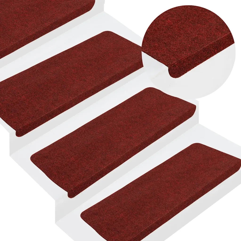Tappetini Autoadesivi per Scale 15 pz | Gradini per Scale 65x24,5x3,5 cm Rosso