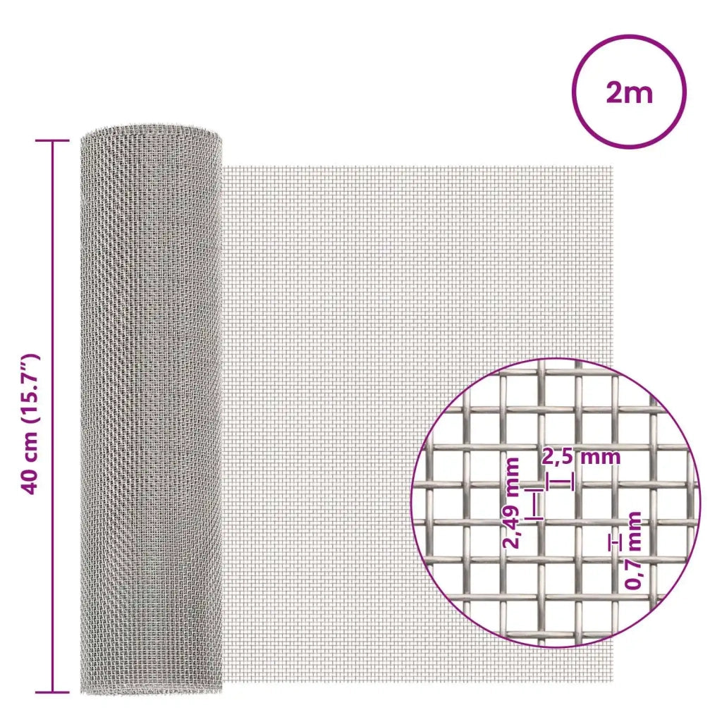 Rete per schermatura 40 x 200 cm 8 Mesh Argento 42039665