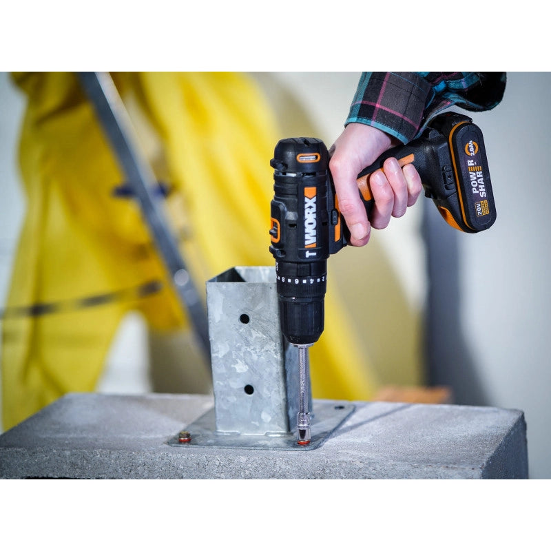 Avvitatore a Batteria 20 Volt WX100 con Coppia 30 Nm e Mandrino 10 mm per Foratura e Avvitatura - Worx