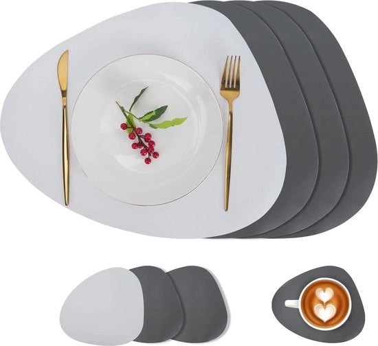 8 set di piatti e posate in pelle