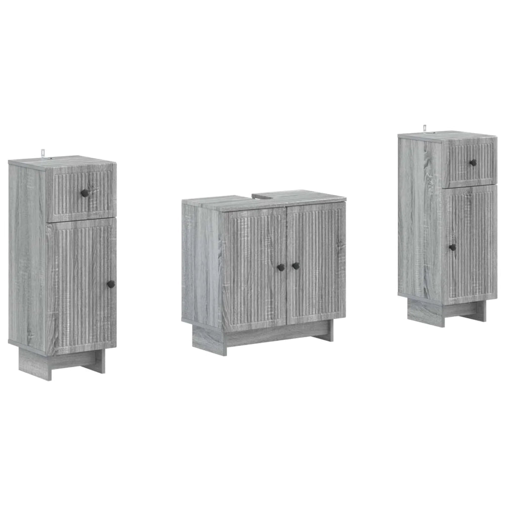 Set di Armadi da Bagno da 2 Pezzi EDE Sonoma grigio 3417987