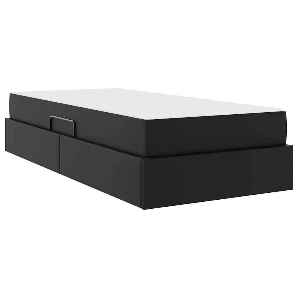 Letto con contenitore e materasso 2 pcs Nero Pelle 3399596