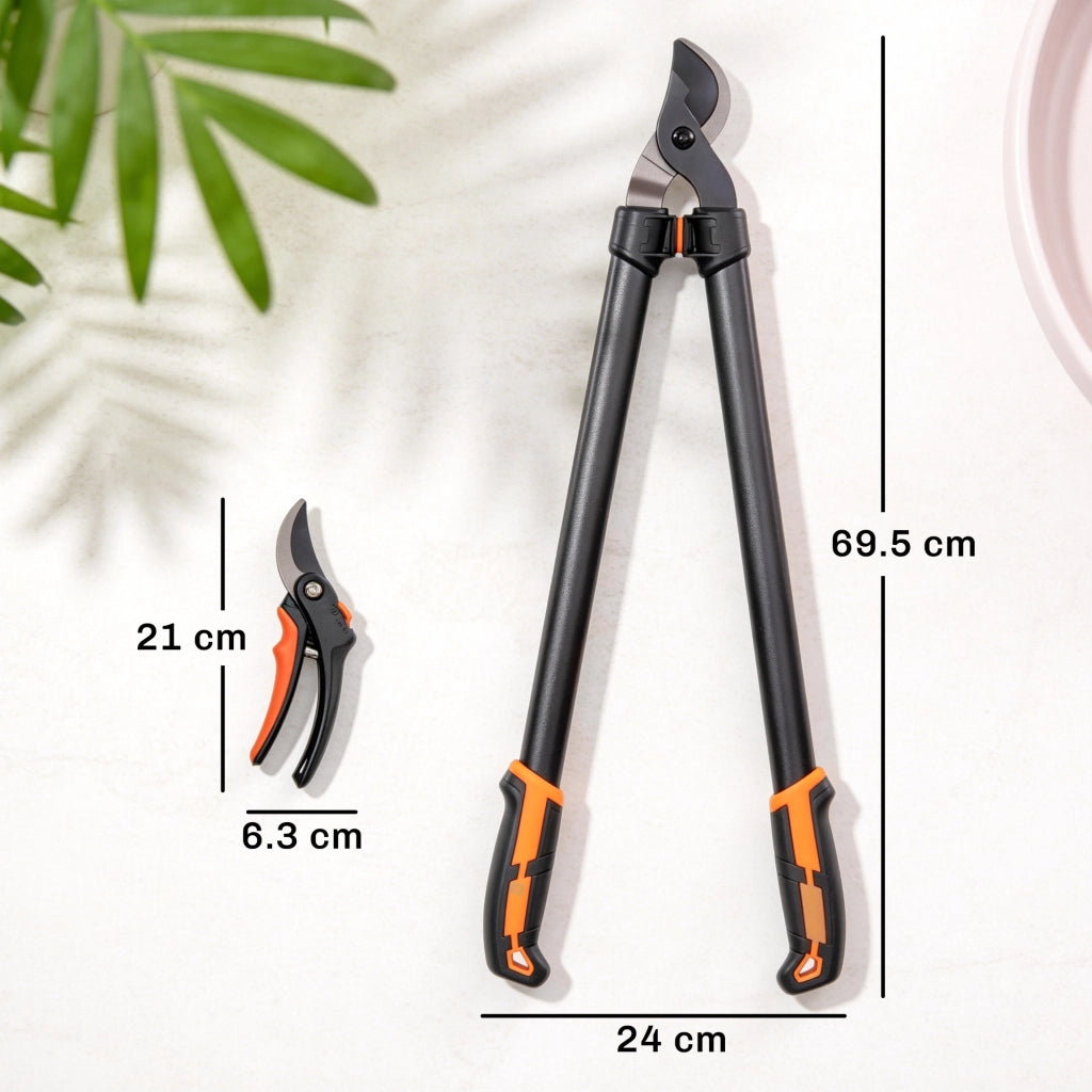 Set Giardinaggio 2 Pezzi ¨C Xylo ¨C Troncarami e Cesoie con Impugnatura Morbida e Blocco Sicurezza