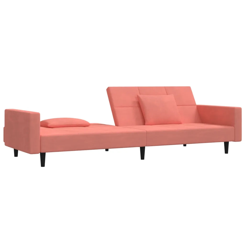 Divano letto | Sof¨¤ letto | Letto singolo a 2 Posti con 2 Cuscini Rosa in Velluto