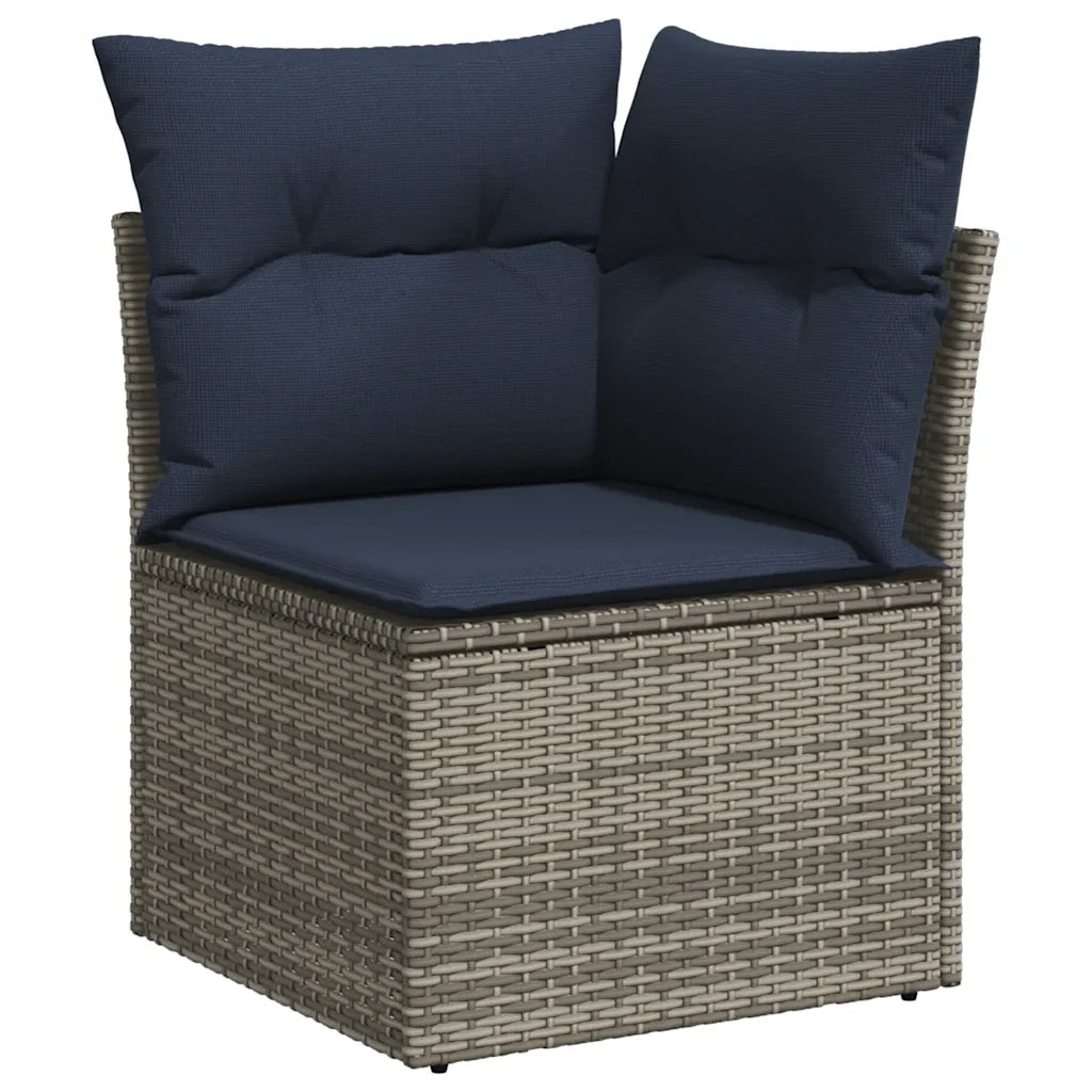 Set Divani da Giardino 7 pz con Cuscini Grigio in Polyrattan 3268391