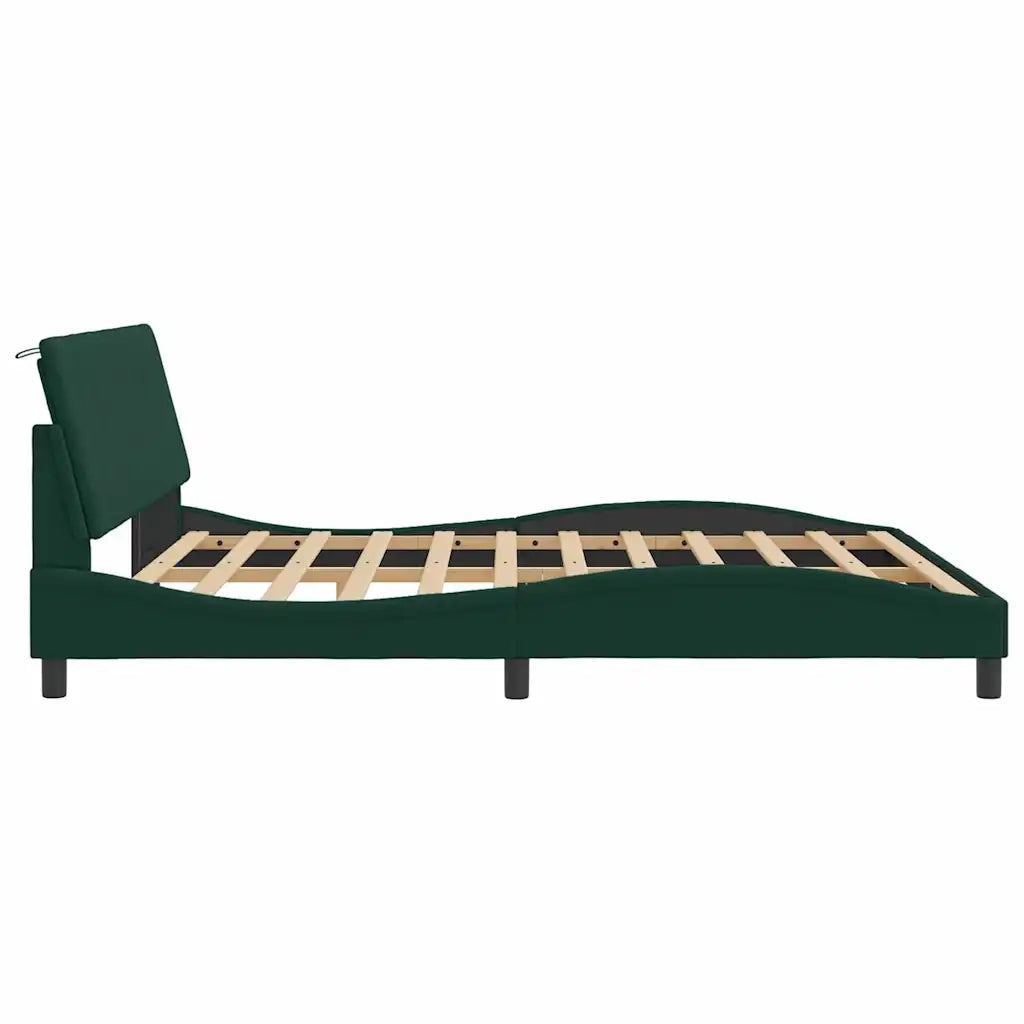 Giroletto senza Materasso Hanko Verde Scuro 180x200 cm in Velluto