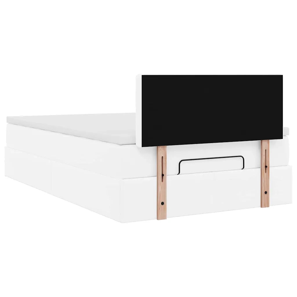 Pouf Letto con Materassi e LED Bianco Puro 120x190cm Similpelle 3312143