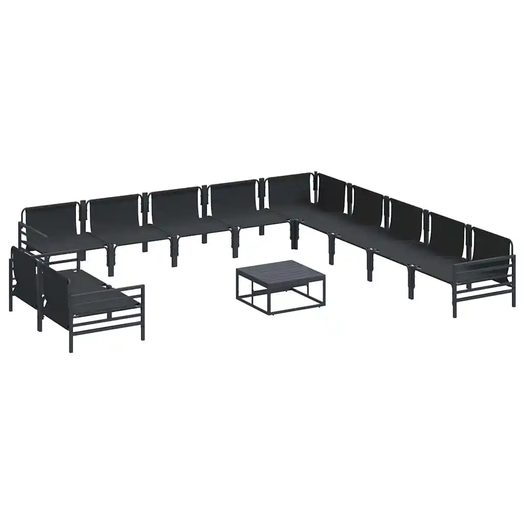 Set Divano da Giardino con cuscino 12 pcs Nero Acciaio 3379007