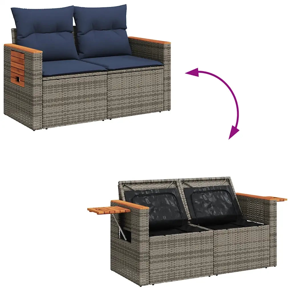 Set Divano da Giardino 6 pz con Cuscini Grigio in Polyrattan 3325967