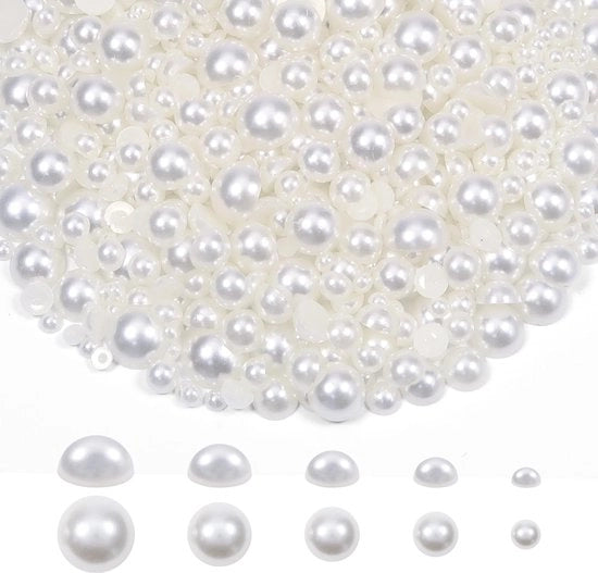 Set di Kralen 1000 pezzi - Kralen a forma semicircolare in plastica - 4/6/8/10/12 mm - Materiale duraturo - Per gioielleria e artigianato - Decorazioni per gioielli
